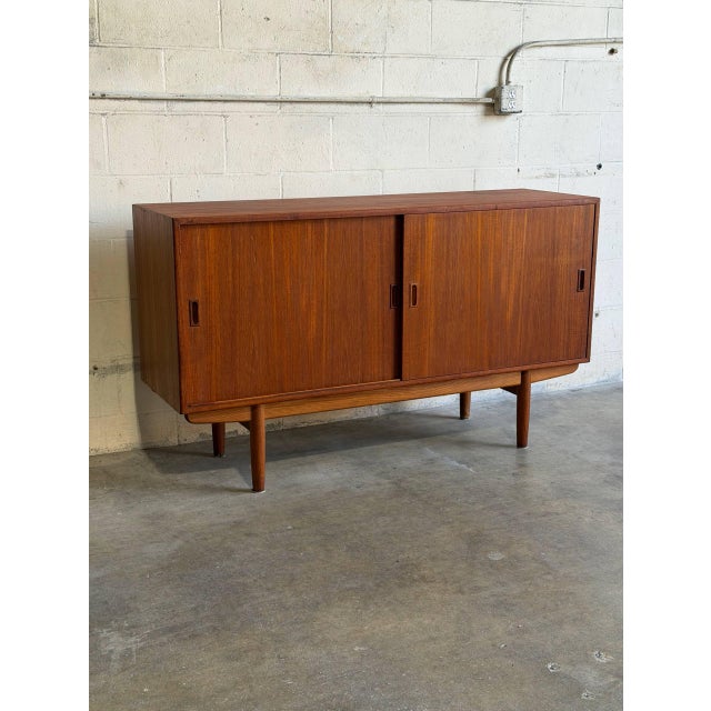 Mid-Century Modern In Style of Borge Mogensen Model 160 Sliding Door Sideboard Teak Wood Denmark Mid-Century Modern 1960s For Sale - Image 3 of 11