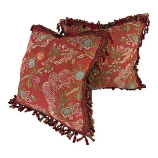 Vintage Brunschwig & Fils French Country Brocade Pillows /Pair For Sale