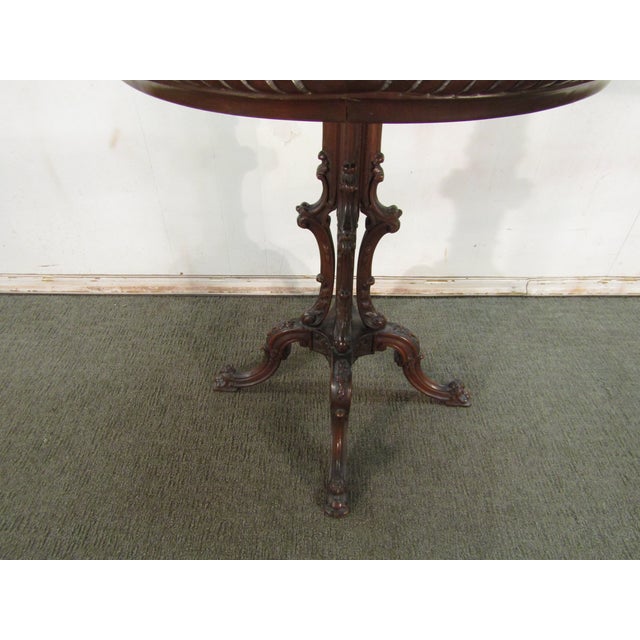 Beautiful Walnut French Style Carved Lamp Table For Sale - Image 6 of 9
