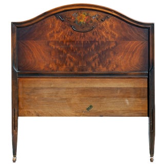 1940s Renaissance Hand Painted Walnut Headboard For Sale