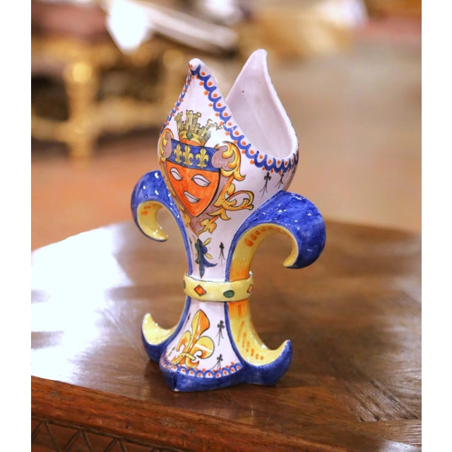 Late 19th Century 19th Century French Faience Alcide Chaumeil Fleur-De-Lys Vase For Sale - Image 5 of 10