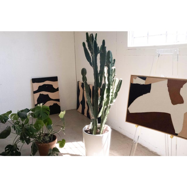 "Desert Shadows" Abstract Leather Landscape Art For Sale - Image 4 of 4