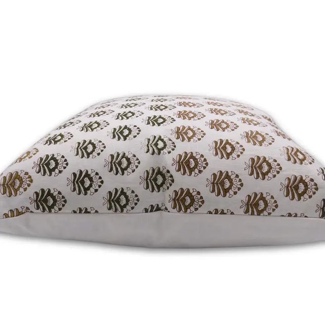 Not Yet Made - Made To Order Fabdivine Handcrafted Block Print Cushion Cover 14x36 Inch Pure White Linen- Bheeshma For Sale - Image 5 of 5