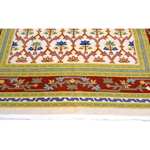 1960s Vintage Chinese Art Deco Hand Knotted Wool Rug,6'8'' X 10' For Sale - Image 5 of 6