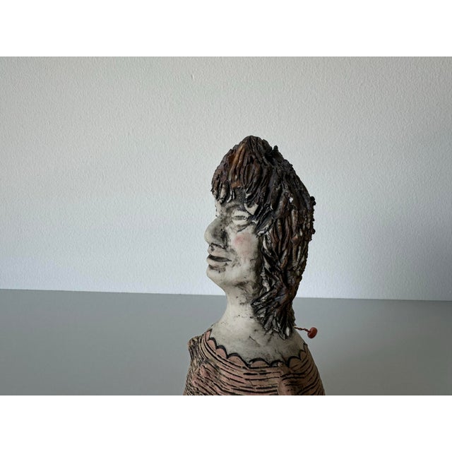 80's Vintage Sculptural Art Pottery Bell, Signed For Sale - Image 9 of 10