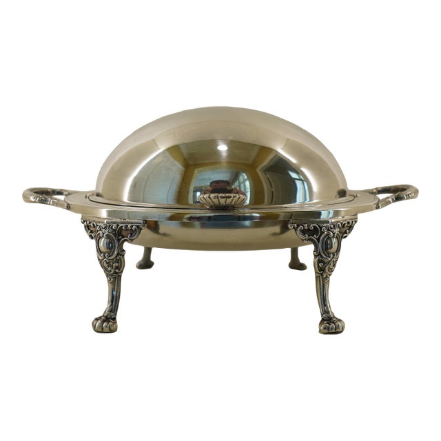 Vintage Silverplate Roll-Top Dome Serving Dish For Sale