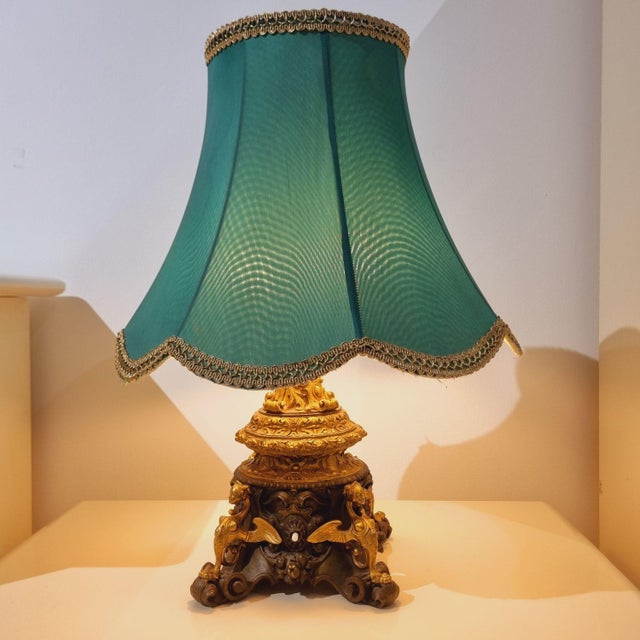 Historicism Bronze Table Lamp with Gilded Decoration, 19th Century For Sale - Image 4 of 18