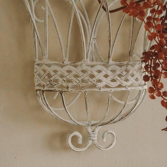 French Country White Wall-Mounted Hay Rack, Set of 2 For Sale - Image 5 of 12
