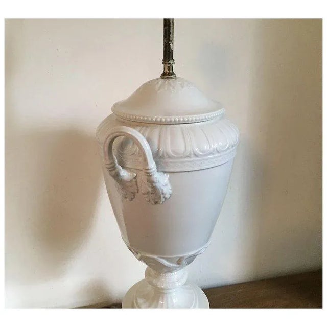 White Antique 19th Century Neoclassical Kpm Berlin Blanc De Chine White Porcelain Vase Urn Mounted as a Table Lamp For Sale - Image 8 of 10