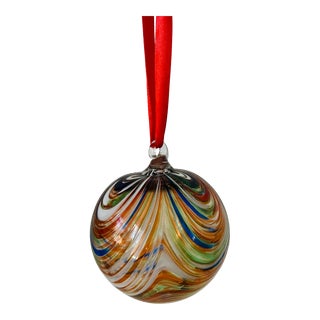 Vintage Murano Glass Swirled Christmas Ornament Kugel For Sale
