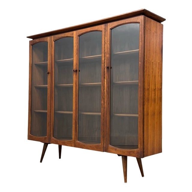 1960s Walnut Mid Century Modern Bookcase by Lane Furniture For Sale