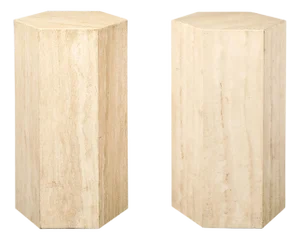 Pair of Mid-Century Modernist Hexagonal Travertine Pedestals