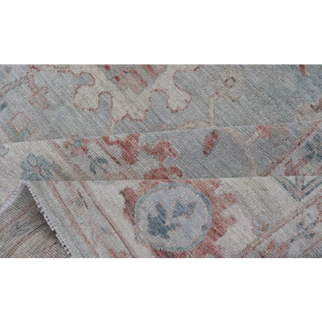 2020s 2020s Modern Tribal Oushak With Muted Background in Wool With All-Over Design For Sale - Image 5 of 12