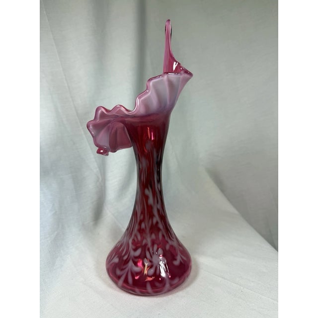 Add a beautiful touch of vintage American art glass to your collection with this **Vintage Fenton Cranberry Fern...