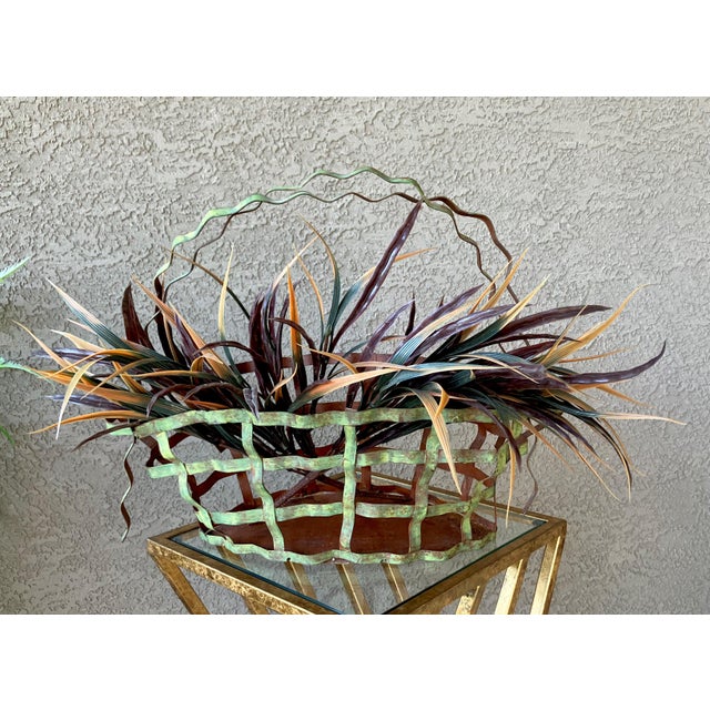 Rustic Rustic Chic Late 20th-Century Whimsical Crimped Steel Planter Basket For Sale - Image 3 of 18