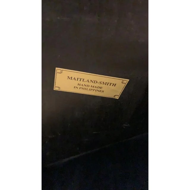 Brown Hollywood Regency Round Brass Palm Tree Legs Accent Table by Maitland Smith For Sale - Image 8 of 11