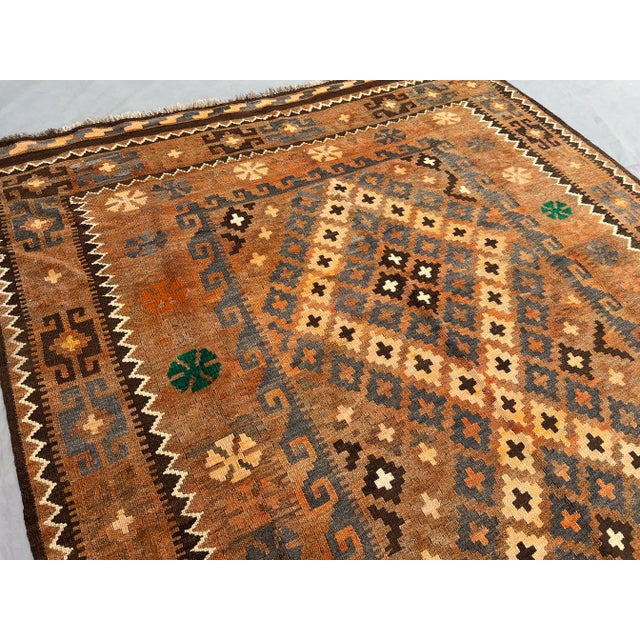 1960s Antique Afghan Hand-Woven Ghelmori Kilim Rug | Flatweave Wool Tribal Geometric Rug For Sale - Image 5 of 11