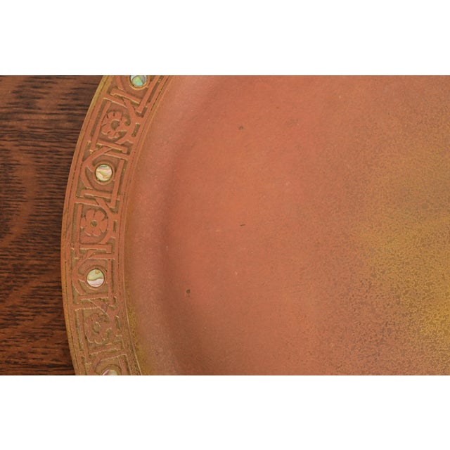 Early 20th Century Tiffany Studios New York Bronze Large Tray With Abalone Inlay For Sale - Image 5 of 10