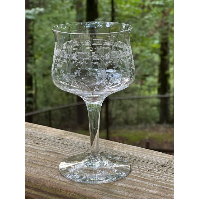 Art Deco Early 20th Century Heisey Monticello Crystal Goblets- Set of 4 For Sale - Image 3 of 8