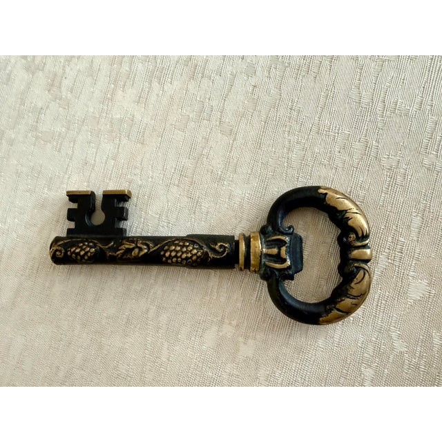 1970s Vintage Brass Key With Hidden Cork Screw and Bottle Opener For Sale - Image 5 of 6