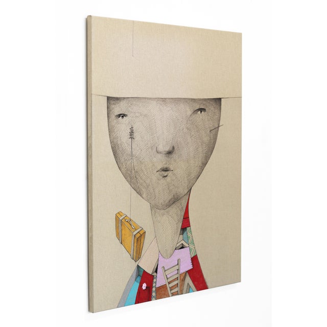 Walking on Thread - Large Painting on Canvas Original Artwork by Mohamad Khayata For Sale In Los Angeles - Image 6 of 9