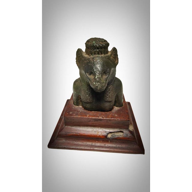 Egyptian Bronze Seckhmet Lion-Headed Goddess Figure For Sale - Image 10 of 18