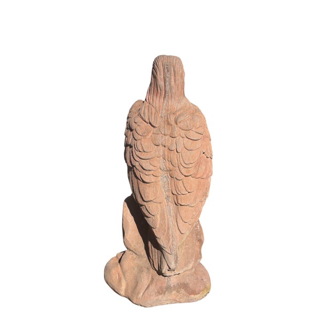 Large Terracotta Perched Eagle Garden Statue 30" Tall For Sale In Los Angeles - Image 6 of 11