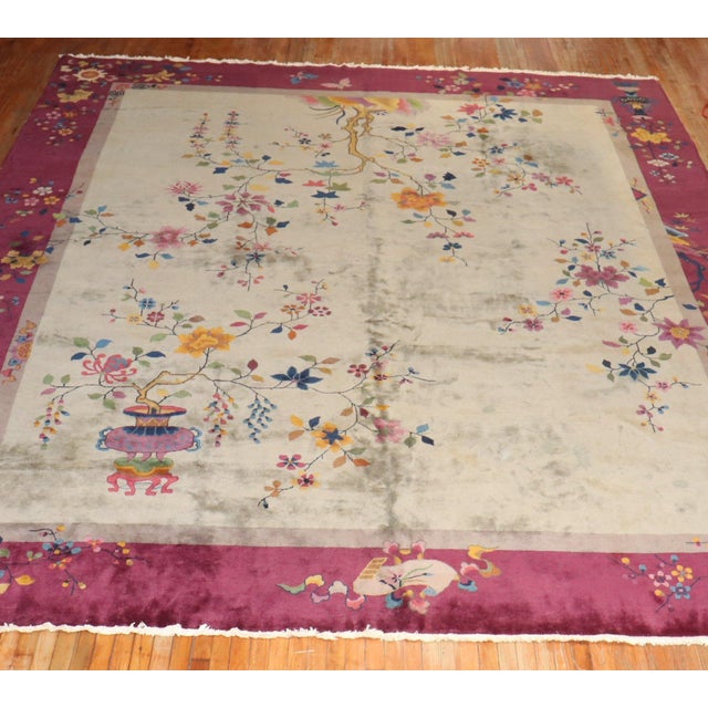 Early 20th Century Zabihi Collection Large Art Deco Chinese Room Size Rug - 12'1" x 14'6" For Sale - Image 14 of 18