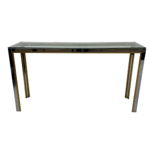 Mid-Century Chrome and Glass Console Table After Romeo Rega, Italy