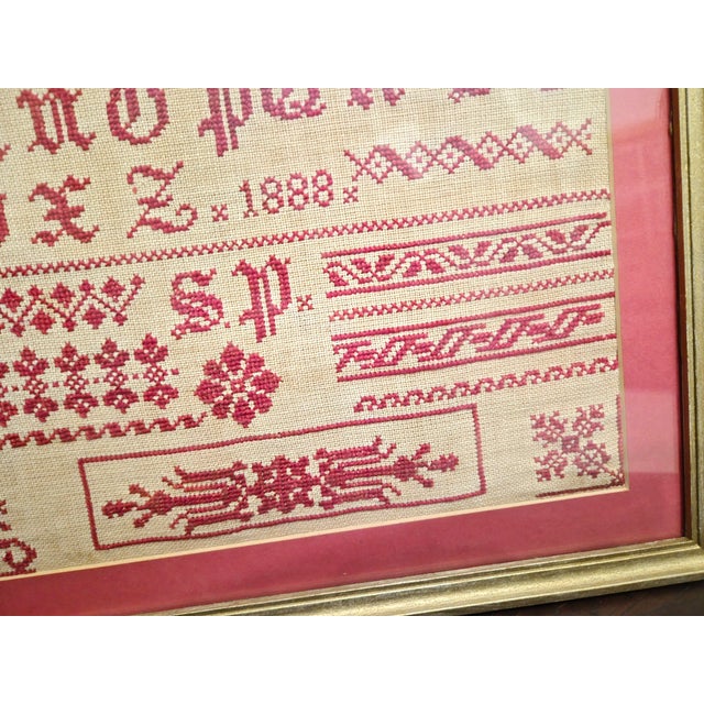 American 1888 Red Work Sampler For Sale - Image 3 of 9
