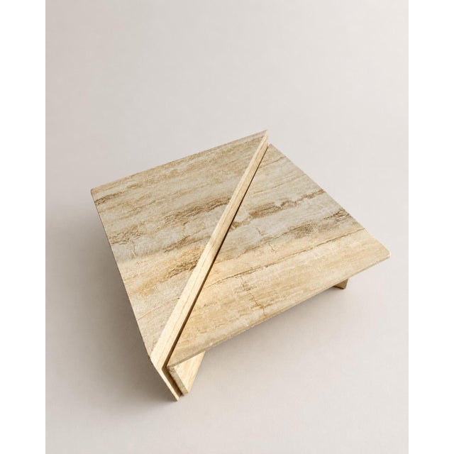 Stone Vintage Italian Travertine Low Triangular Nesting Coffee Tables, 1970s, Set of 2 For Sale - Image 7 of 15