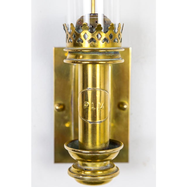 Original 1900 "Plm" Brass Railroad Lantern Sconces by Poyard Paris a