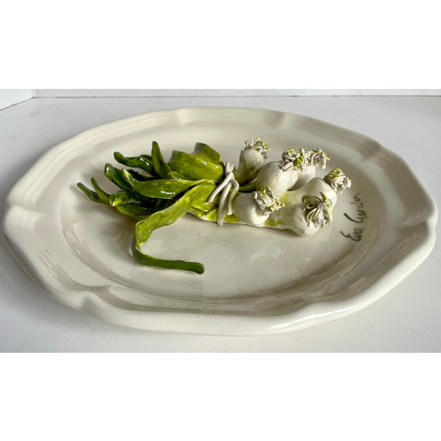 Late 20th Century Eva Gordon Trompe L’Oeil Scallion Plate, Signed Canadian Studio Pottery For Sale - Image 4 of 12