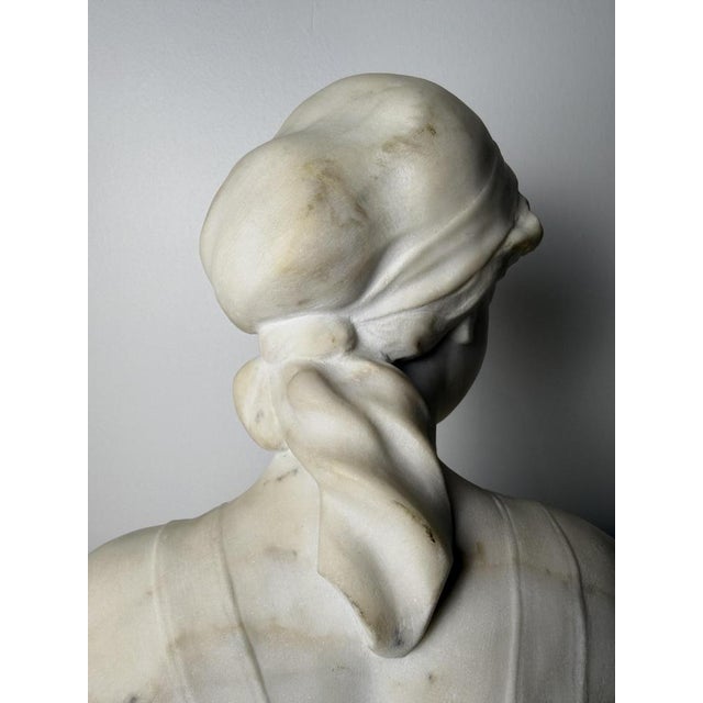 Sculpture Bust of Young Woman, 1800s, Marble For Sale - Image 11 of 15