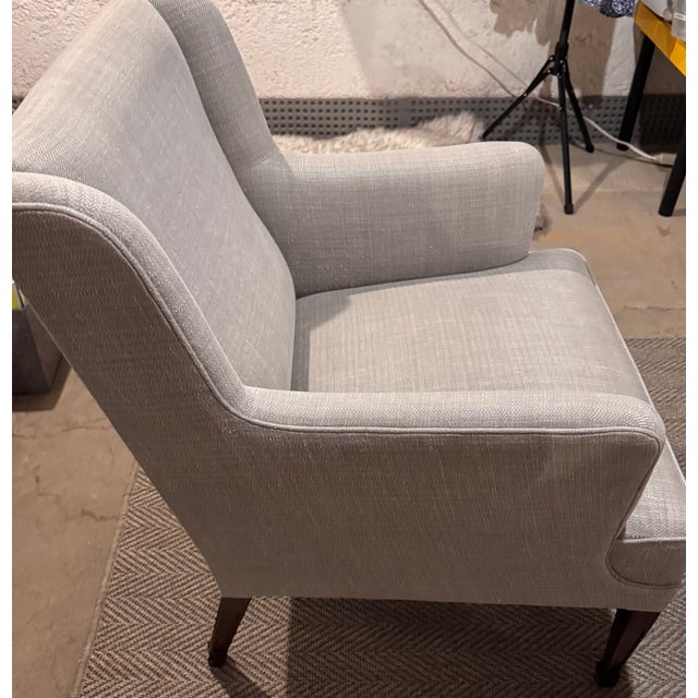 Mid-Century Modern 1950s Pair of Danish Modern Blue-Grey Wingback Lounge Chairs Attributed to Frits Henningsen For Sale - Image 3 of 17