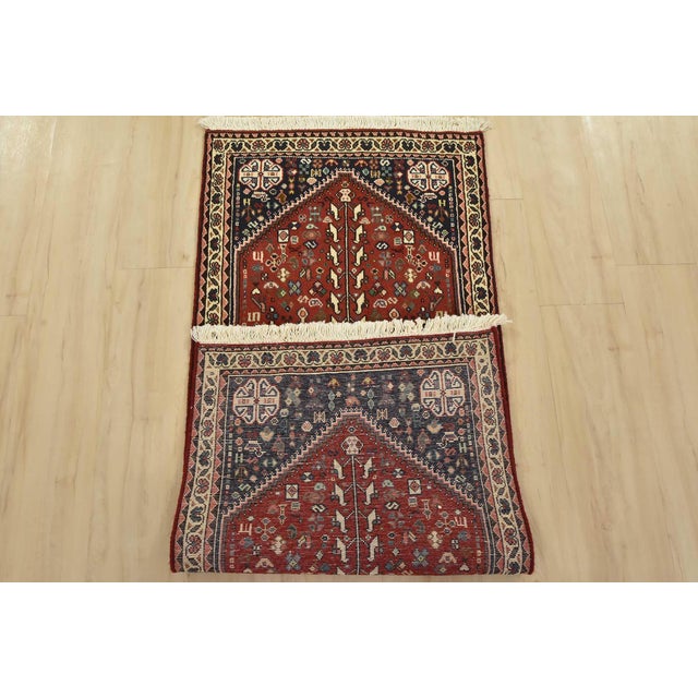 Abadeh Runner 2’2” X 5′ Red Wool Vintage Tribal Hand-Knotted Oriental Rug For Sale - Image 9 of 10