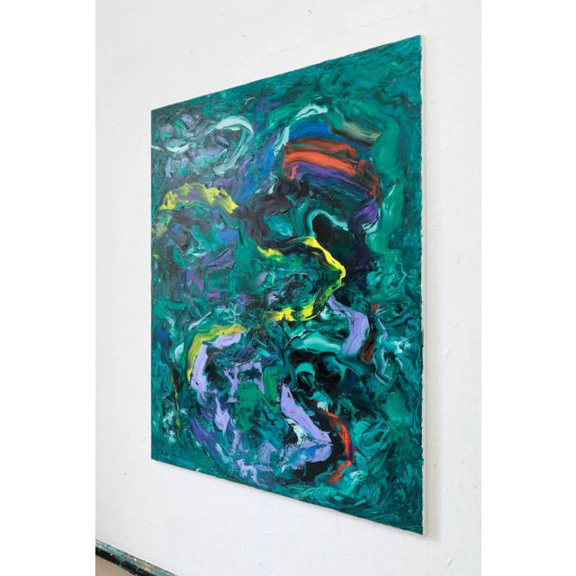 Oil paint was layered and swirled to express movement and emotions through colour. This is part of the artist’s ongoing...