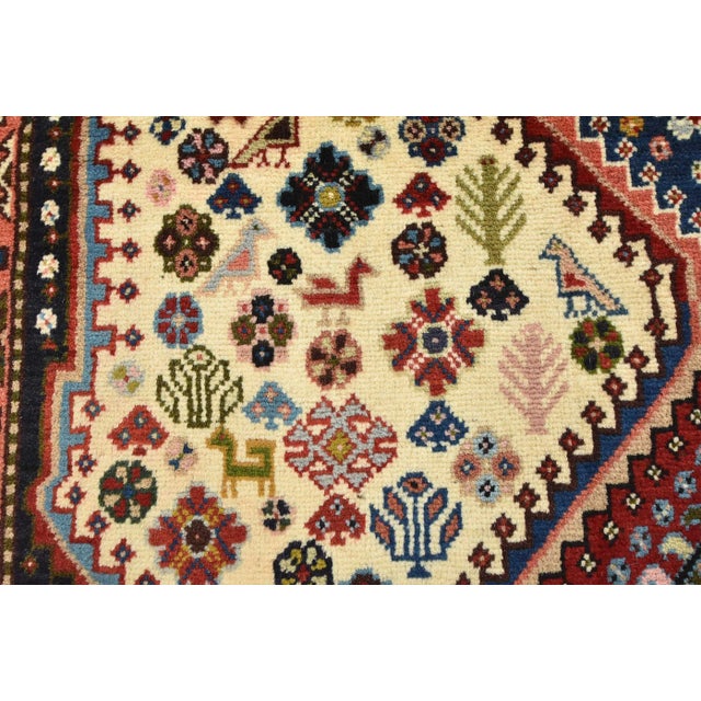 White Yalameh Rug 3'5'' X 5'1'' Ivory Wool Vintage Tribal Hand-Knotted Oriental Carpet For Sale - Image 8 of 13