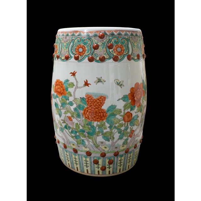 Chinese 1960s Chinese Porcelain Set of Two (2) Porcelain Famille Verte Garden Seats For Sale - Image 3 of 9