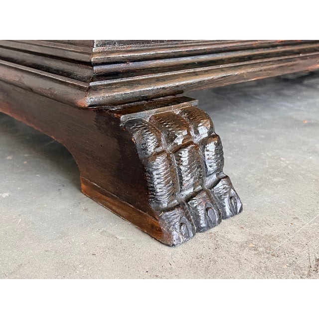 18th Century Italian Carved Cassone Trunk With Inside Carved Raised Panel For Sale - Image 11 of 12