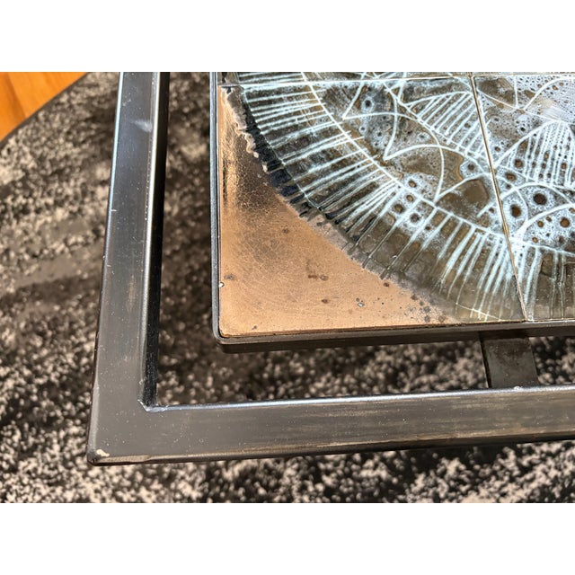 Vintage/Brutalist Metal and Ceramic Tile Coffee Table For Sale - Image 9 of 17