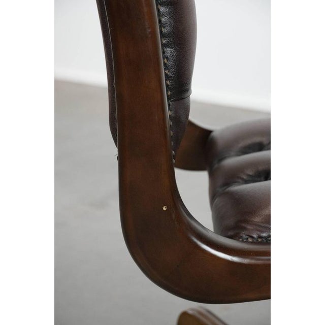 English-Style Chesterfield Swivel Office Chair in Cowhide For Sale - Image 12 of 16