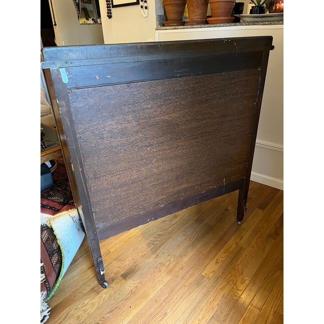 Coffee Antique Mahogany 4 Drawer Dresser With Casters. By Charles R Sligh For Sale - Image 8 of 12