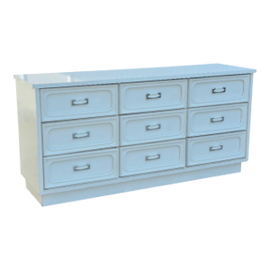 Midcentury Modern Space Age White Laminate 9-Drawer Dresser Chrome Hardware for Restoration