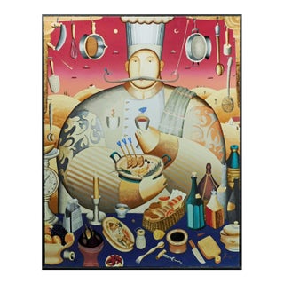 Anton Arkhipov "Chef De Cuisine"Color Serigraph Art Hand Signed Paper For Sale