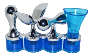 Karim Rashid Copco Stainless Blue Bottle Stoppers Jigger Set - 5 Pieces