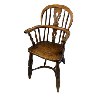19th Century Elm and Yew Wood Child's Windsor Armchair For Sale