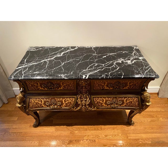 Antique Louis XV Style Tortoiseshell Boulle Marquetry Commode Console With Marble Top Louis XV Style Commode opens in...