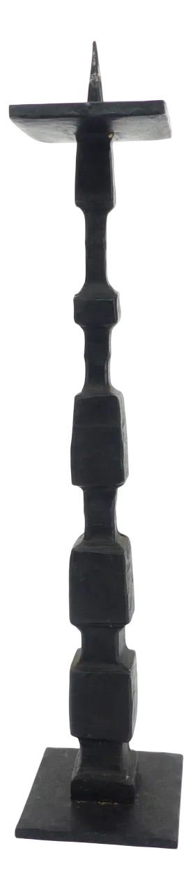 Large Brutalist Candleholder in Black Wrought Iron, 1960s