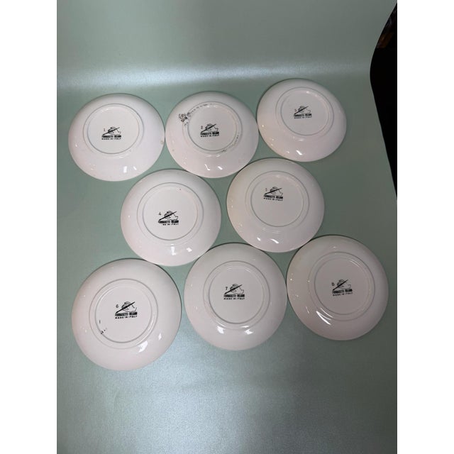 Piero Fornasetti Porcelain Coasters, Set of Eight - Commissioned by Bianca Unione Milan 1970 For Sale - Image 10 of 11